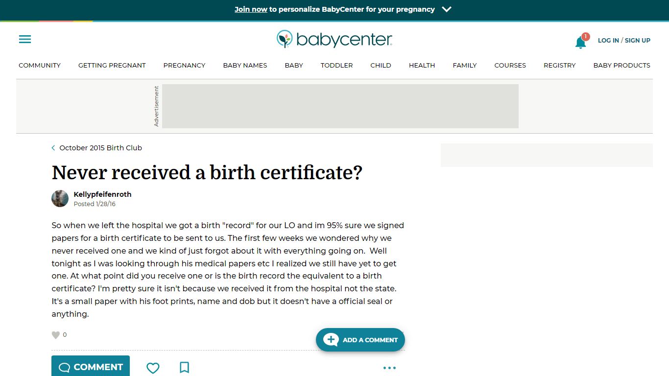 Never received a birth certificate? | BabyCenter