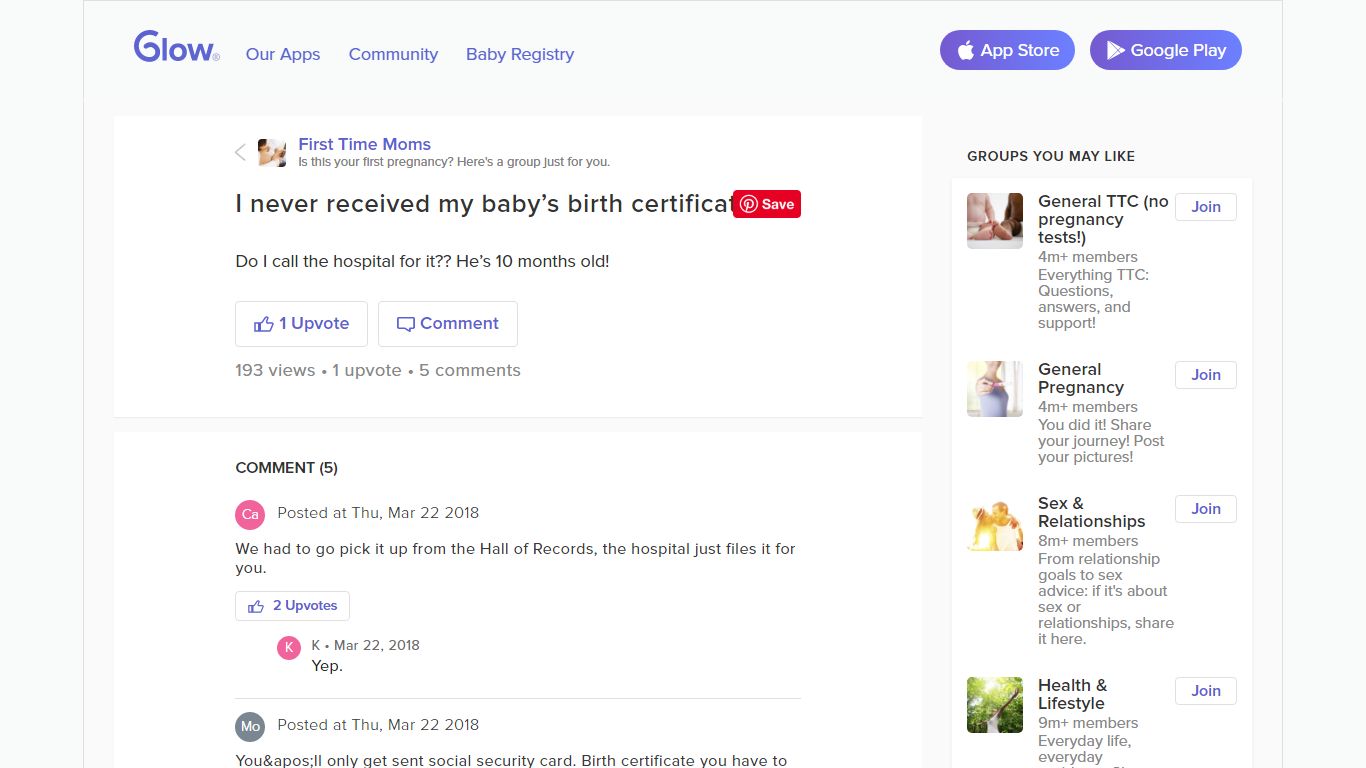 I never received my baby’s birth certificate - Glow Community